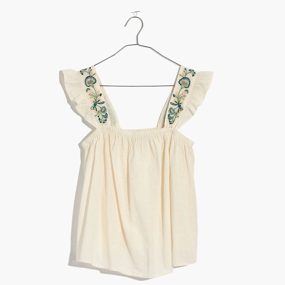 Madewell Embroidered Strap Swing Boho Top cropped
